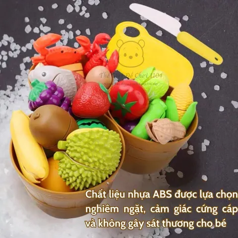 Bộ đồ chơi cắt trái cây, rau củ, hải sản 31 chi tiết - Giúp bé phát triển tư duy sáng tạo