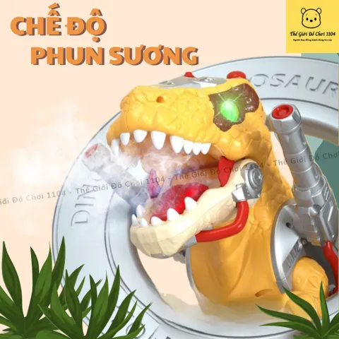 Xe chòi chân khủng long 6 bánh tự cân bằng cho bé 3 tuổi với chế độ phun sương, có đèn và nhạc