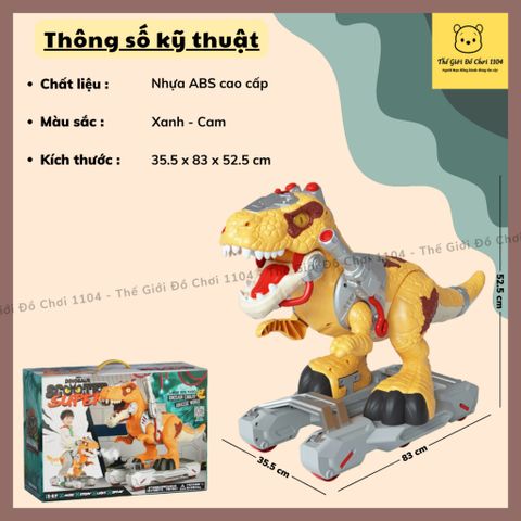 Xe chòi chân khủng long 6 bánh tự cân bằng cho bé 3 tuổi với chế độ phun sương, có đèn và nhạc