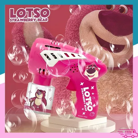 Đồ chơi bắn bong bóng gấu dâu, máy thổi bong bóng xà phòng Lotso, thế giới đồ chơi 1104