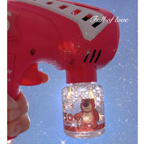 Đồ chơi bắn bong bóng gấu dâu, máy thổi bong bóng xà phòng Lotso, thế giới đồ chơi 1104