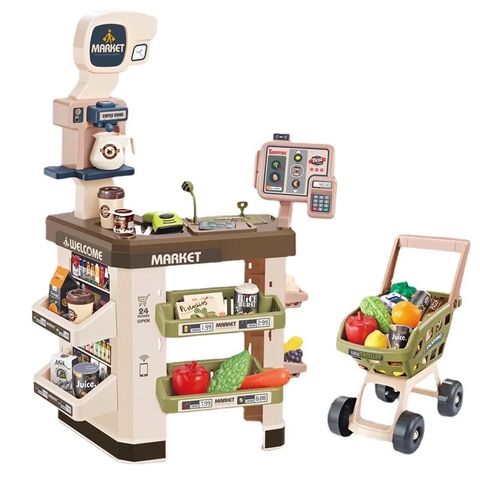 [HOT] Đồ Chơi Siêu Thị Cỡ Lớn Cao Cấp Cho Bé  Kèm Xe Home SuperMarket có tủ lạnh (71x45x85) TPHCM