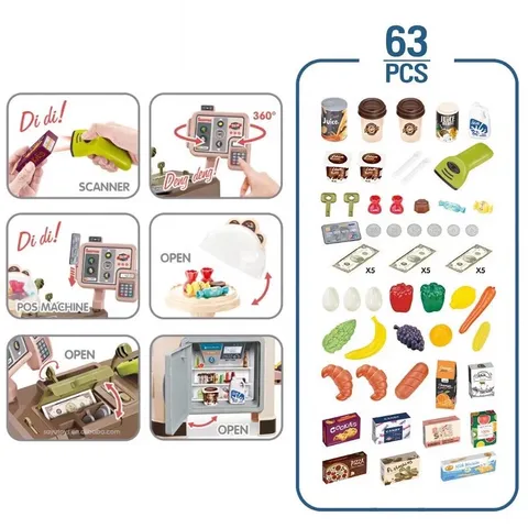 [HOT] Đồ Chơi Siêu Thị Cỡ Lớn Cao Cấp Cho Bé  Kèm Xe Home SuperMarket có tủ lạnh (71x45x85) TPHCM