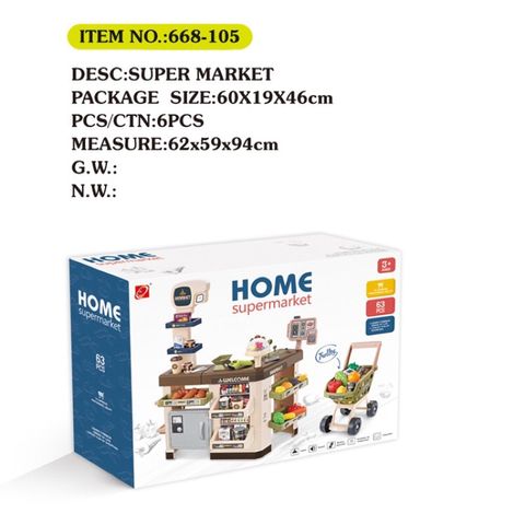 [HOT] Đồ Chơi Siêu Thị Cỡ Lớn Cao Cấp Cho Bé  Kèm Xe Home SuperMarket có tủ lạnh (71x45x85) TPHCM