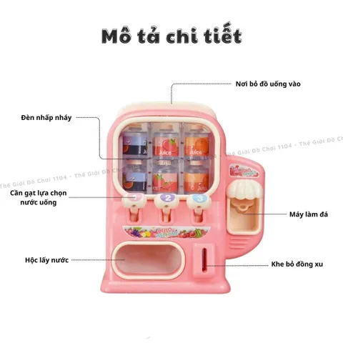 Đồ chơi máy bán nước tự động dùng Pin, máy bán nước ngọt kèm máy làm đá mini