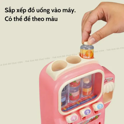 Đồ chơi máy bán nước tự động dùng Pin, máy bán nước ngọt kèm máy làm đá mini