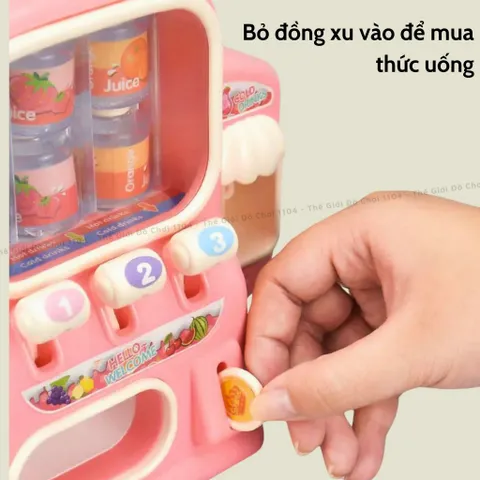 Đồ chơi máy bán nước tự động dùng Pin, máy bán nước ngọt kèm máy làm đá mini