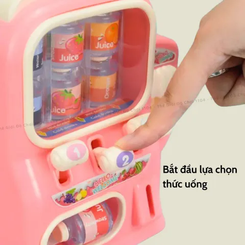 Đồ chơi máy bán nước tự động dùng Pin, máy bán nước ngọt kèm máy làm đá mini