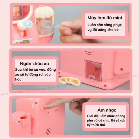Đồ chơi máy bán nước tự động dùng Pin, máy bán nước ngọt kèm máy làm đá mini