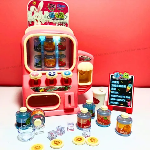 Đồ chơi máy bán nước tự động dùng Pin, máy bán nước ngọt kèm máy làm đá mini
