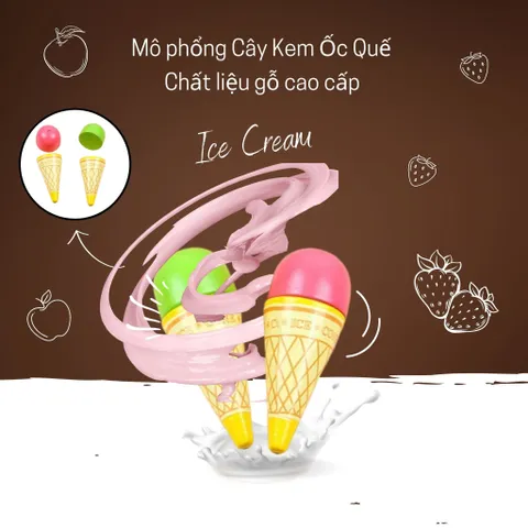Hộp đồ chơi trà bánh tráng miệng bằng gỗ 50 chi tiết set đồ chơi nấu ăn bằng gỗ họa tiết trái dâu thegioidochoi1104