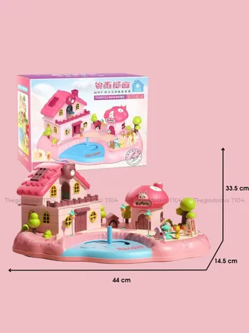 Đồ chơi ngôi nhà búp bê cỡ lớn điều khiển từ tính 3 tầng lầu có nhạc, kể chuyện cho bé gái