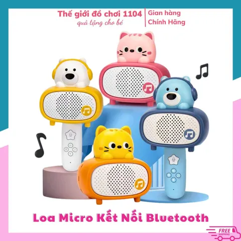 Bộ Micro cho bé hát Karaoke 2in1 kết hợp loa Bluetooth, pin sạc, đồ chơi âm nhạc