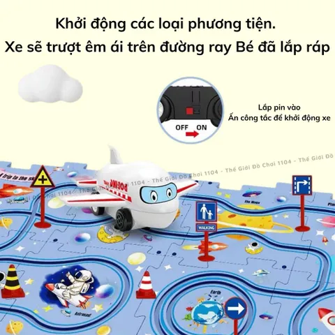 Đồ chơi lắp ráp đường ray Rail Car 25 chi tiết chủ đề Máy Bay, Ô tô, Thuyển Biển cho Bé