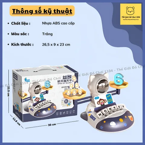 Bàn cân toán học thăng bằng Mèo phi hành gia kèm bộ chữ cái đồ chơi toán học phát triển tư duy cho bé