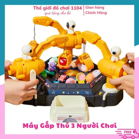 Máy gắp thú phi hành gia nhiều người chơi mẫu mới năm 2024, có nhạc, tặng gấu, lật đật, xe, bóng