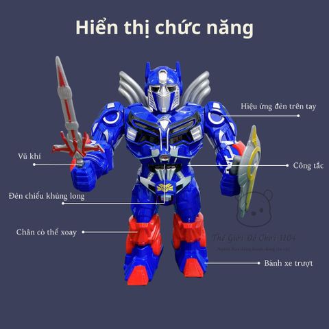 Robot Biến Hình Phát Sáng Siêu Nhân - Đồ Chơi An Toàn Phát Triển Tư Duy Sáng Tạo cho Bé với Âm Nhạc và Đèn LED