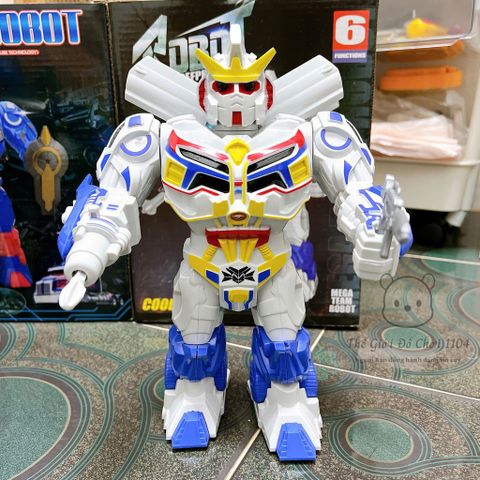 Robot Biến Hình Phát Sáng Siêu Nhân - Đồ Chơi An Toàn Phát Triển Tư Duy Sáng Tạo cho Bé với Âm Nhạc và Đèn LED