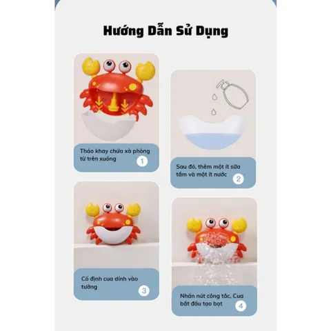 Đồ chơi nhà tắm cua tạo bọt cho bé có nhạc sử dụng pin