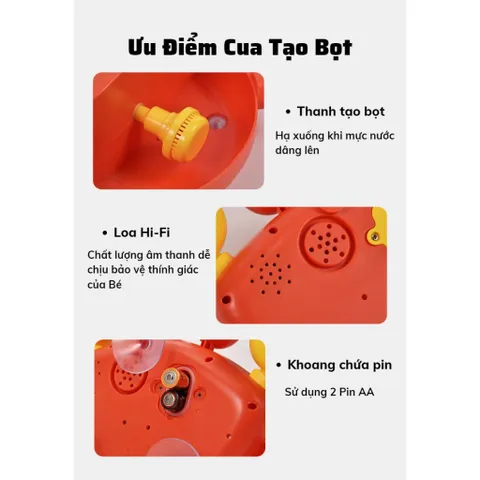 Đồ chơi nhà tắm cua tạo bọt cho bé có nhạc sử dụng pin