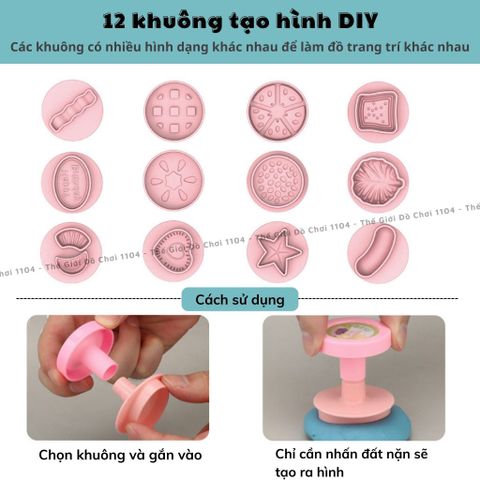 Đồ chơi đất sét làm mì Dream Clay DIY chính hãng 28 phụ kiện, đất sét tự khô