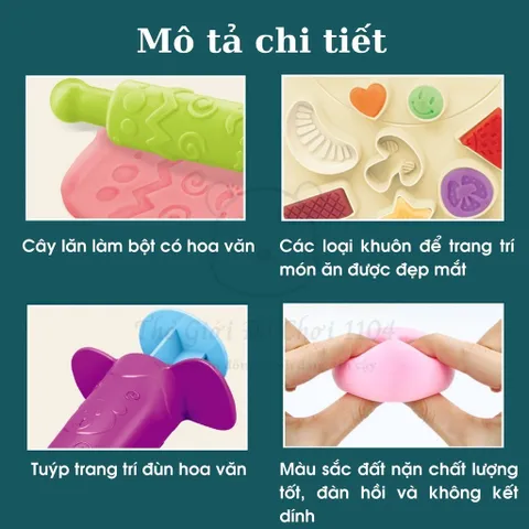 Bộ Đất Nặn Làm Bánh Enki 29 Chi Tiết - Đồ Chơi Giáo Dục Phát Triển Tư Duy và Sáng Tạo Cho Bé, Lò Nướng, Khuôn, An Toàn