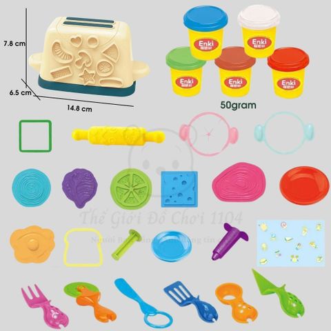 Bộ Đất Nặn Làm Bánh Enki 29 Chi Tiết - Đồ Chơi Giáo Dục Phát Triển Tư Duy và Sáng Tạo Cho Bé, Lò Nướng, Khuôn, An Toàn