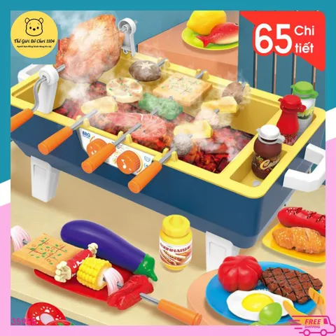 Bộ Đồ Chơi Xiên Nướng BBQ 65 Chi Tiết Five Star - Chức Năng Hơi Nước và Hiệu Ứng Ánh Sáng LED Cho Trẻ Em Từ 3 Tuổi