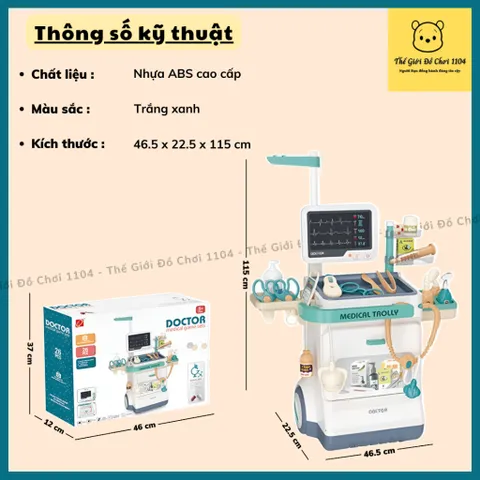 Đồ chơi xe đẩy bác sĩ cao cấp phiên bản Nâng Cấp 26 chi tiết đồ chơi nhập vai định hướng tương lại cho bé