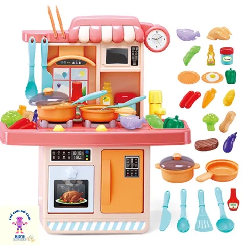 [HOT] Bộ Bếp Nấu Ăn Mini Cho Bé Màu Hồng Cao 40cm (23 chi tiết)
