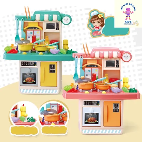 [HOT] Bộ Bếp Nấu Ăn Mini Cho Bé Màu Hồng Cao 40cm (23 chi tiết)