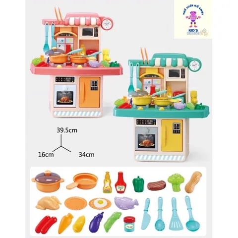 [HOT] Bộ Bếp Nấu Ăn Mini Cho Bé Màu Hồng Cao 40cm (23 chi tiết)