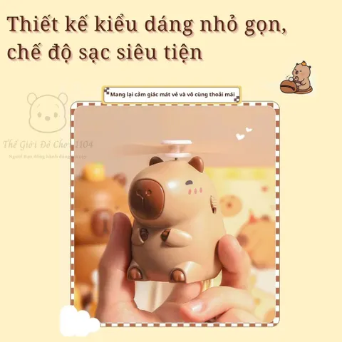 Quạt Cầm Tay CAPYBARA - Pin Sạc - Có Móc Treo - Phụ Kiện Dễ Thương Cho Mọi Lứa Tuổi