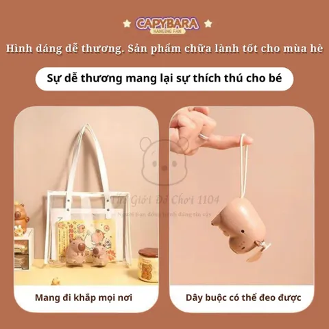 Quạt Cầm Tay CAPYBARA - Pin Sạc - Có Móc Treo - Phụ Kiện Dễ Thương Cho Mọi Lứa Tuổi