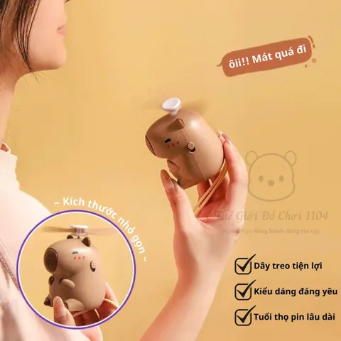 Quạt Cầm Tay CAPYBARA - Pin Sạc - Có Móc Treo - Phụ Kiện Dễ Thương Cho Mọi Lứa Tuổi