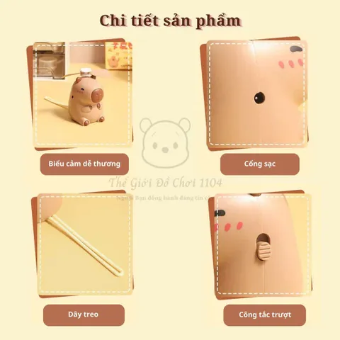 Quạt Cầm Tay CAPYBARA - Pin Sạc - Có Móc Treo - Phụ Kiện Dễ Thương Cho Mọi Lứa Tuổi