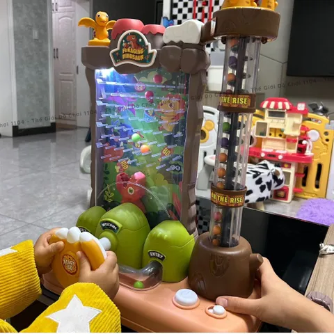 Đồ chơi máy bắt hạt khủng long Pinball, máy hứng bóng có nhạc luyện kỹ năng nhanh nhẹn cho bé
