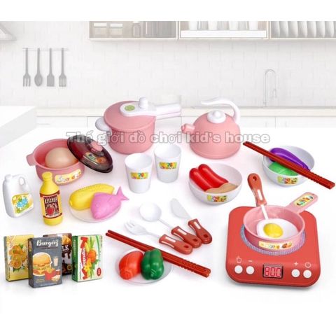 Bộ đồ chơi nấu ăn cho bé Play House 36 chi tiết màu hồng đồ chơi mô phổng dụng cụ nhà bếp