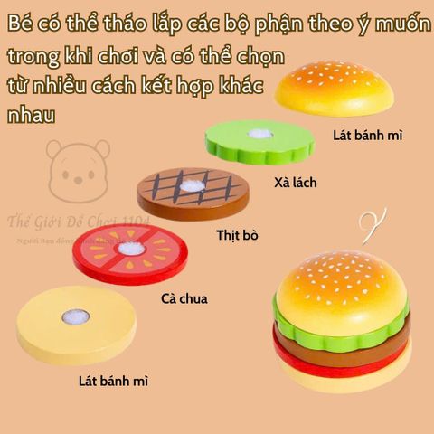 Bộ bếp gỗ cao cấp nấu thức ăn, đồ chơi quầy bán thức nhanh cho bé