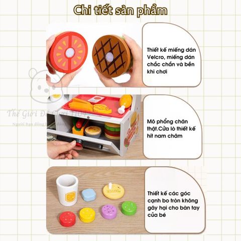 Bộ bếp gỗ cao cấp nấu thức ăn, đồ chơi quầy bán thức nhanh cho bé