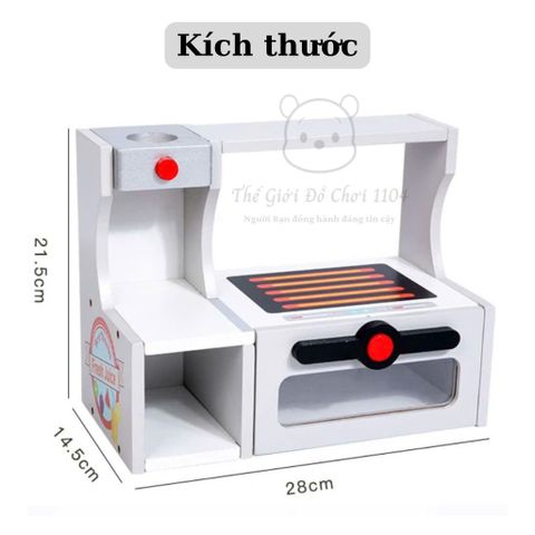 Bộ bếp gỗ cao cấp nấu thức ăn, đồ chơi quầy bán thức nhanh cho bé