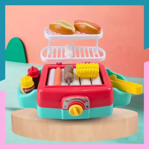 Bộ Đồ Chơi Bếp Nướng BBQ Siêu Thực Với Âm Thanh & Đèn, Đồ Chơi Thực Phẩm Cho Trẻ Em Từ 3 Tuổi, HB TOYS, Mô Phỏng Bán Thức Ăn Nhanh