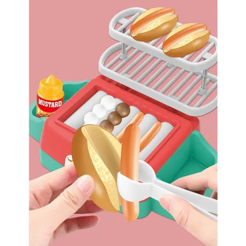 Bộ Đồ Chơi Bếp Nướng BBQ Siêu Thực Với Âm Thanh & Đèn, Đồ Chơi Thực Phẩm Cho Trẻ Em Từ 3 Tuổi, HB TOYS, Mô Phỏng Bán Thức Ăn Nhanh