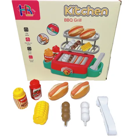 Bộ Đồ Chơi Bếp Nướng BBQ Siêu Thực Với Âm Thanh & Đèn, Đồ Chơi Thực Phẩm Cho Trẻ Em Từ 3 Tuổi, HB TOYS, Mô Phỏng Bán Thức Ăn Nhanh