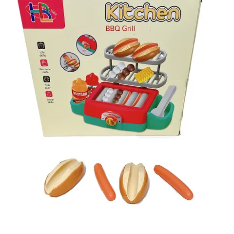 Bộ Đồ Chơi Bếp Nướng BBQ Siêu Thực Với Âm Thanh & Đèn, Đồ Chơi Thực Phẩm Cho Trẻ Em Từ 3 Tuổi, HB TOYS, Mô Phỏng Bán Thức Ăn Nhanh