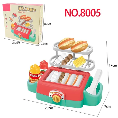 Bộ Đồ Chơi Bếp Nướng BBQ Siêu Thực Với Âm Thanh & Đèn, Đồ Chơi Thực Phẩm Cho Trẻ Em Từ 3 Tuổi, HB TOYS, Mô Phỏng Bán Thức Ăn Nhanh