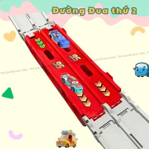 Xe ô tô đồ chơi MacQueen cho bé 3 tầng tặng 6 xe kèm đường đua dài 165 cm mô hình xe container
