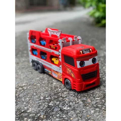 Xe ô tô đồ chơi MacQueen cho bé 3 tầng tặng 6 xe kèm đường đua dài 165 cm mô hình xe container