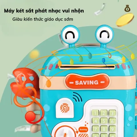 Két sắt mini có dấu vân tay hình Con Cua hộp đựng tiền tiết kiệm kèm dây đeo và xu