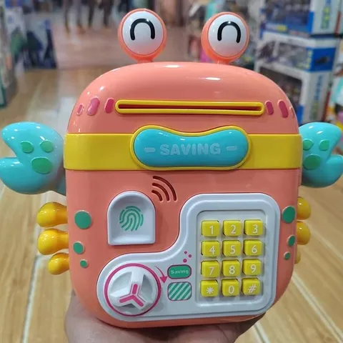 Két sắt mini có dấu vân tay hình Con Cua hộp đựng tiền tiết kiệm kèm dây đeo và xu